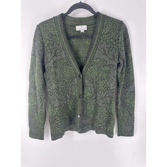 Peruvian Connection Green Button Cardigan Women’s XS EUC - Picture 1 of 7